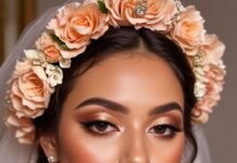50 Soft Bridal Makeup for Every Ethnicity and Hair Colour : Romantic Floral Mexican Bridal Look