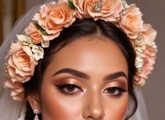 50 Soft Bridal Makeup for Every Ethnicity and Hair Colour : Romantic Floral Mexican Bridal Look
